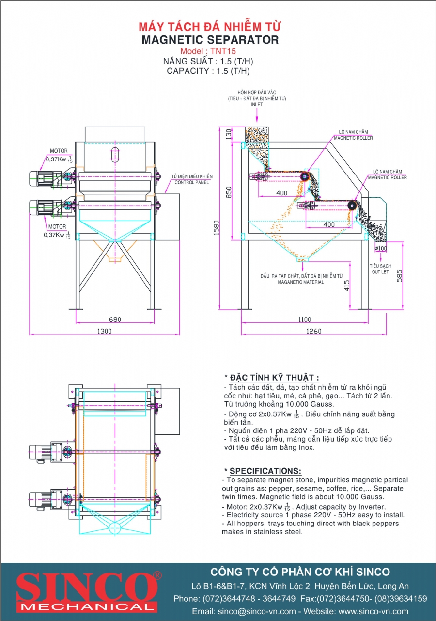 SÀN PHẨM MỚI - MÁY TÁCH ĐÁ NHIỄM TỪ